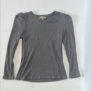 Gray Ribbed Long Sleeve Top